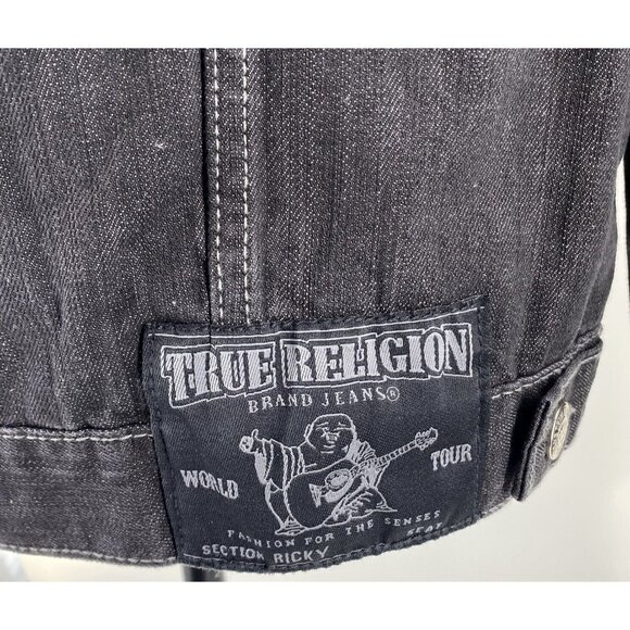 NWT True Religion Denim Jacket Jimmy 1971 Western Mens XXL Black Jeans MSRP $382 - Picture 10 of 16